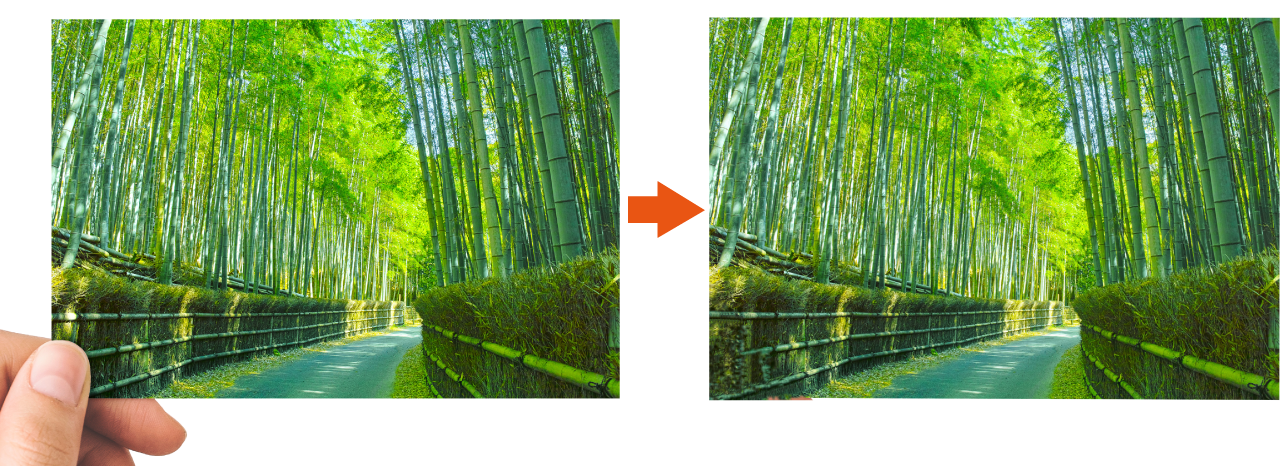 写り込んだ指を補修している画像