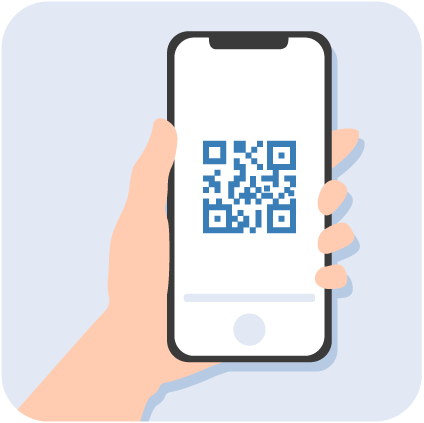 スマホでQRコードを読み取っているイラスト