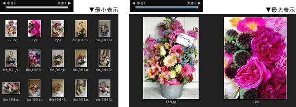 サムネイルサイズは自在に調整. 