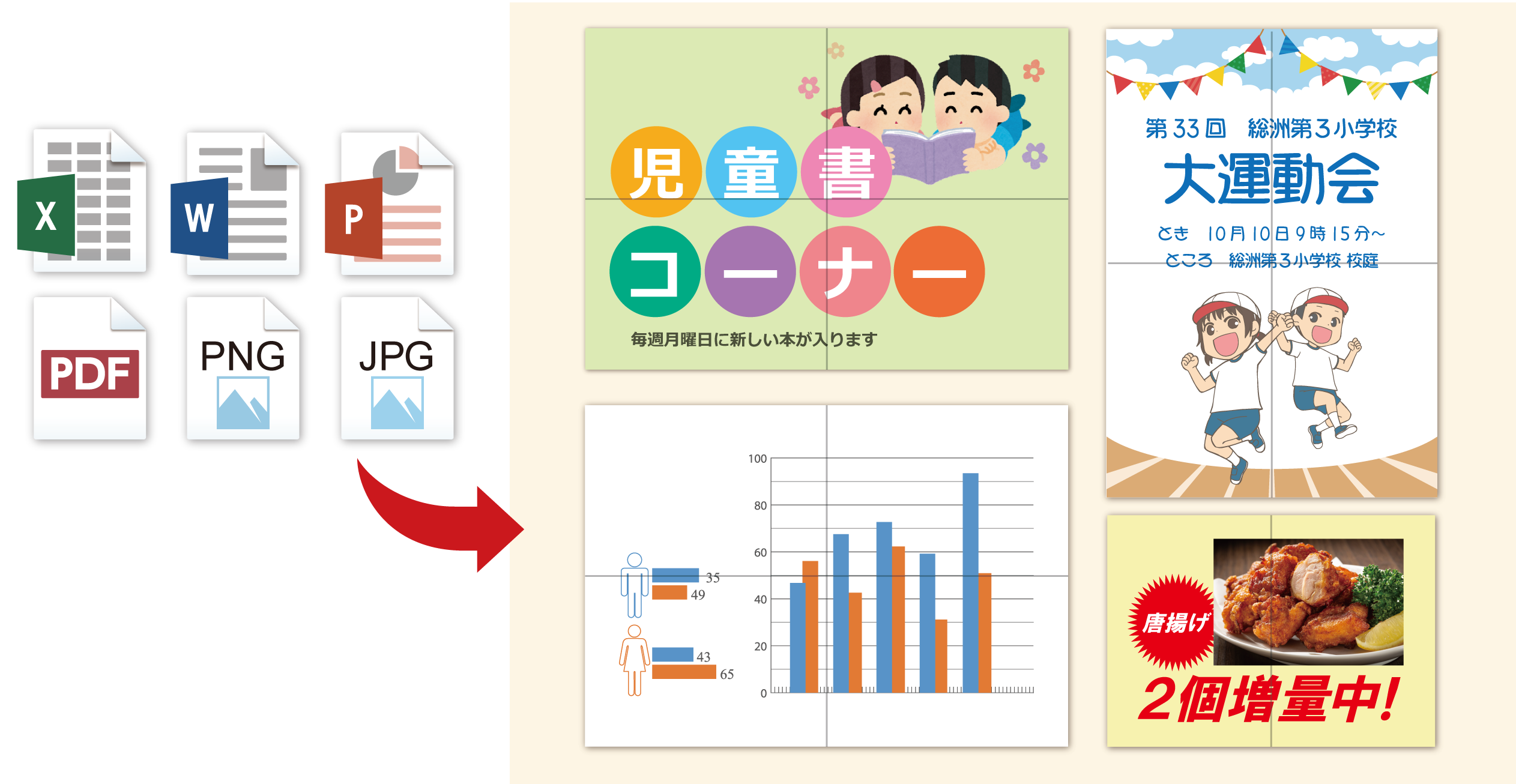 画像以外の、拡大印刷もできる