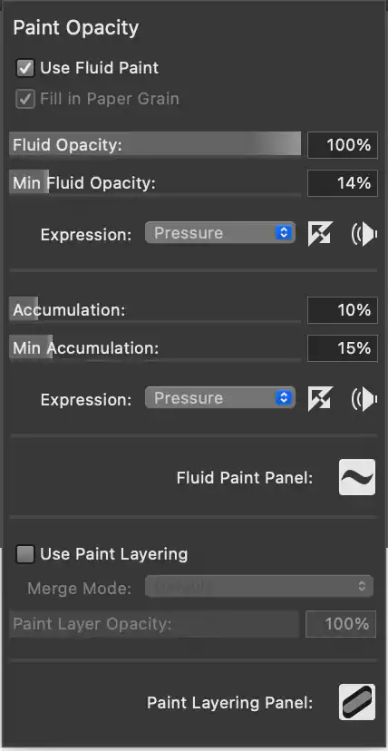 レイヤーの透明度の調整の画面