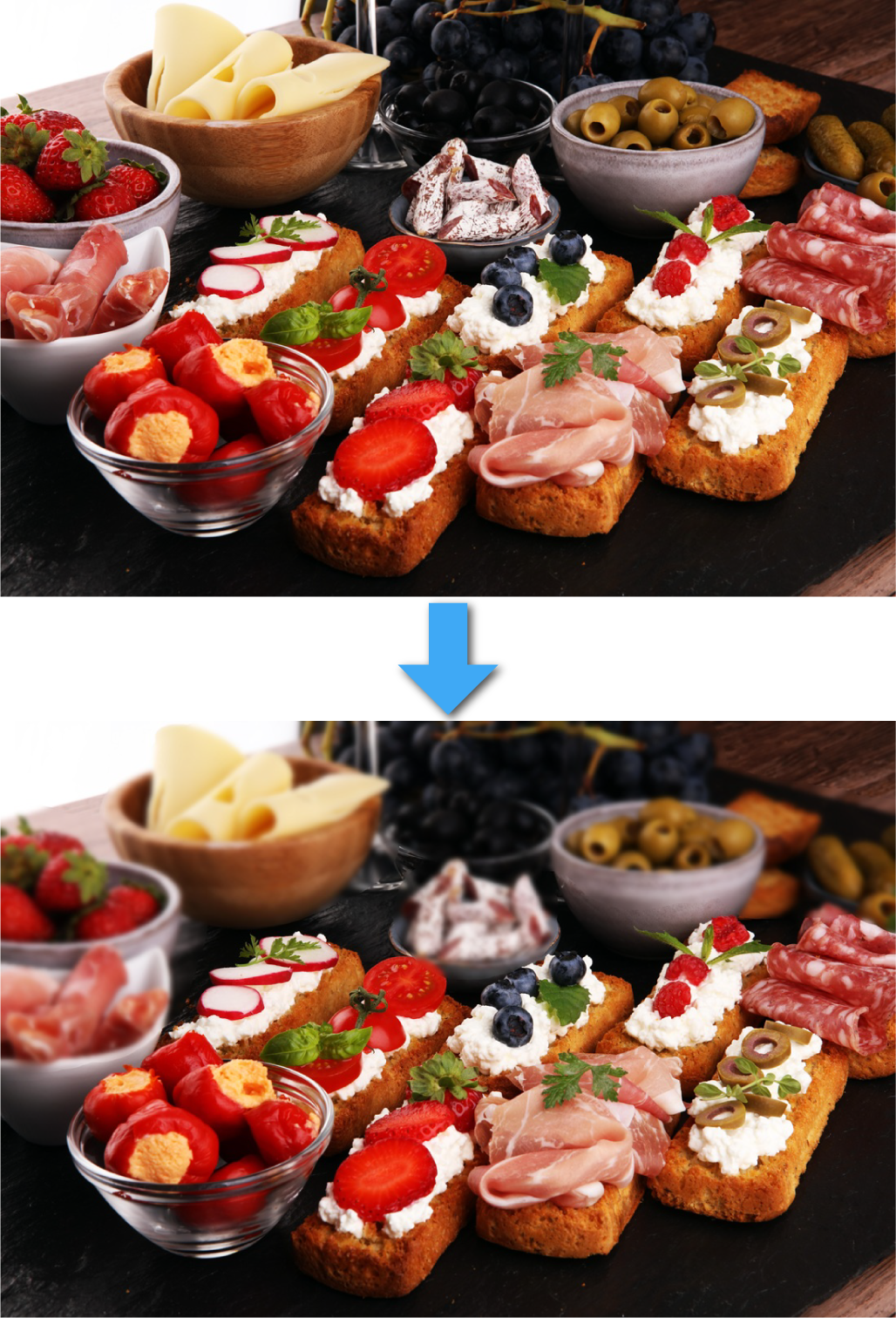 周りをぼかして見せたい部分を強調