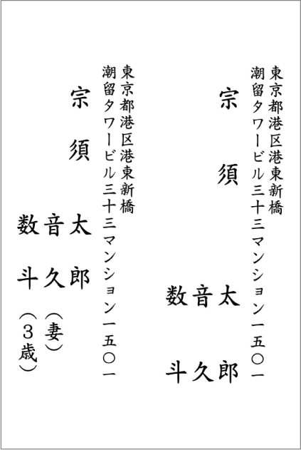 家族で複数の差出人を使い分け