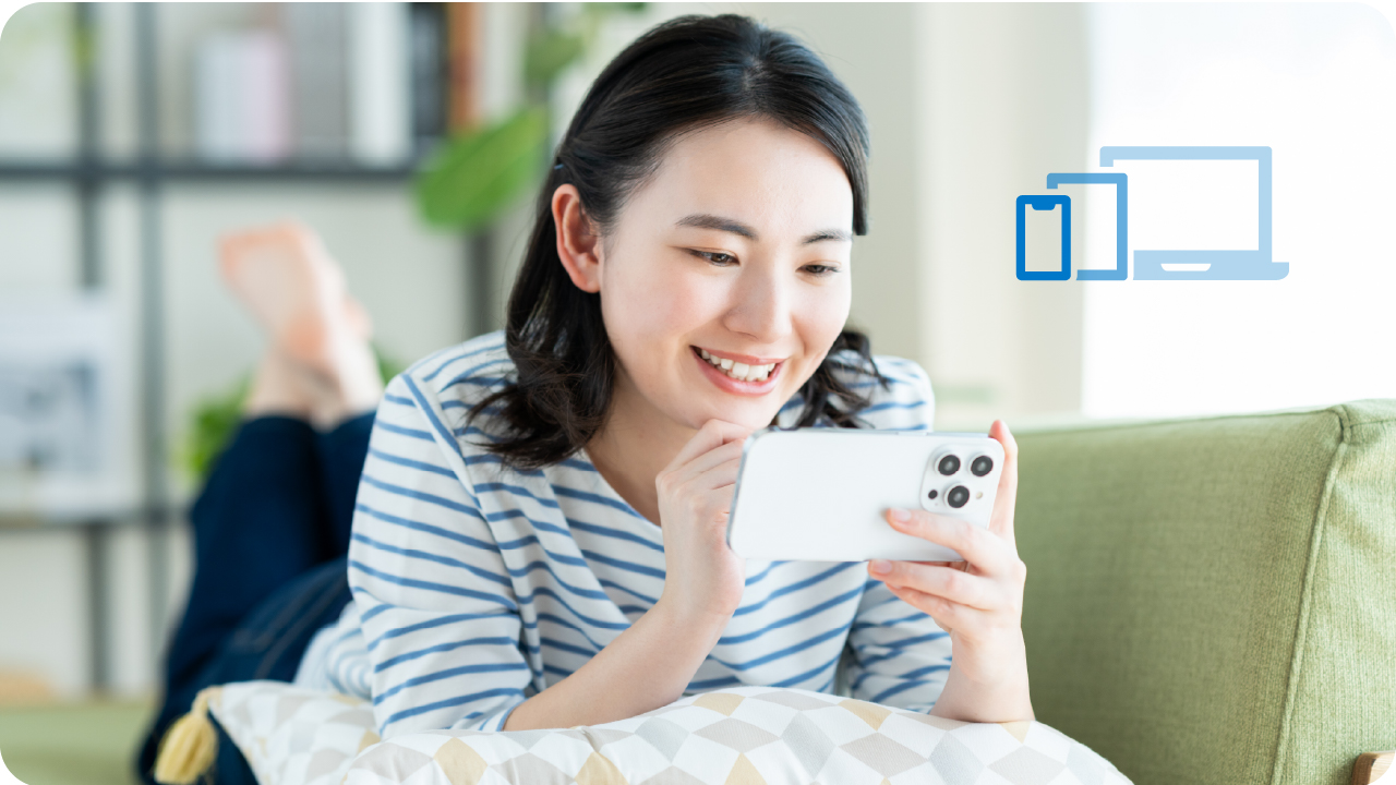 録った動画は、スマホやタブレットでも再生できる